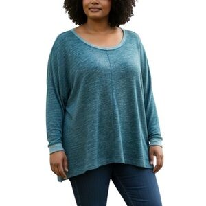 OLD NAVY Cozy Two Tone Teal Blue Long Sleeve Top  Plus Size XXL